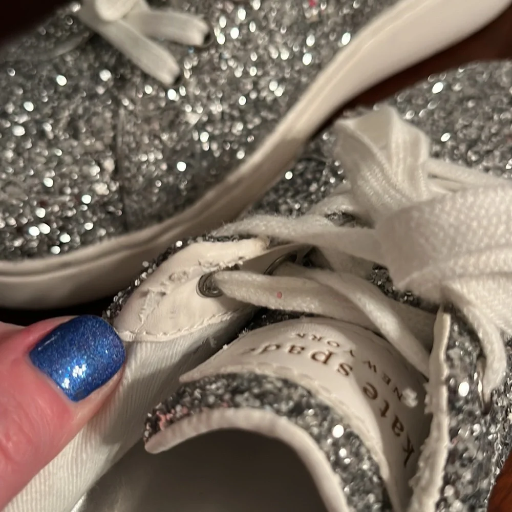 Kate Spade New York Lift Glitter Sneaker Silver Size 7